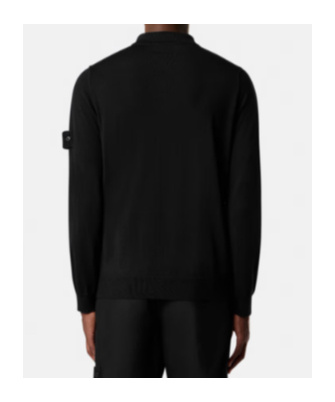 Stone Island Long-sleeve Polo Jumper With Ribbed Trims In Multi