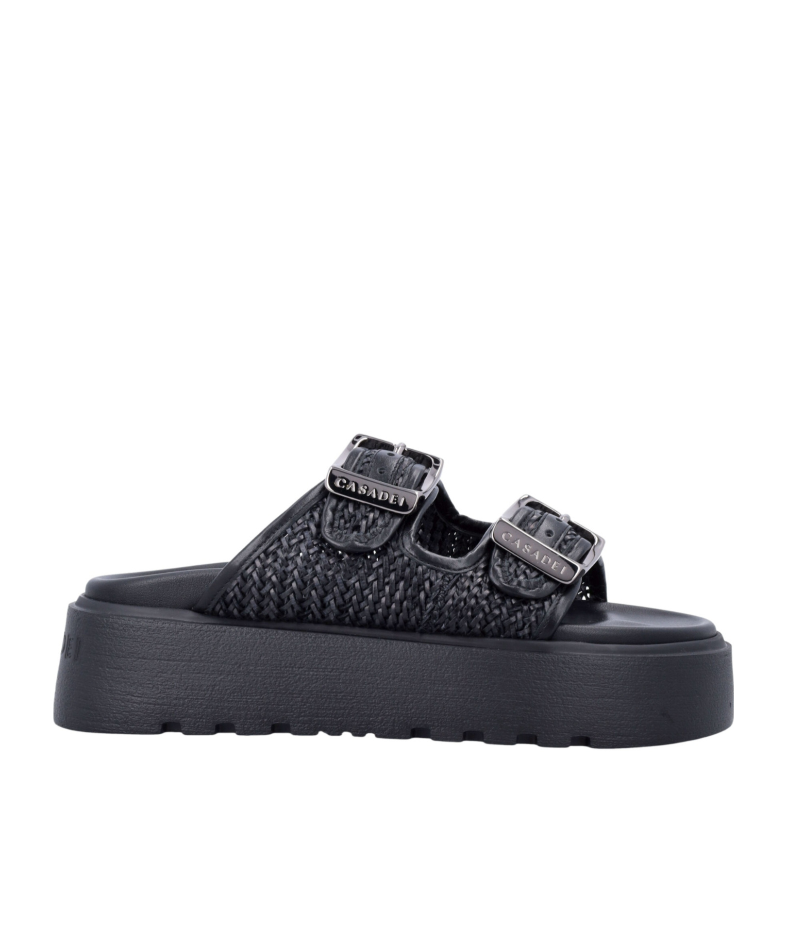 Casadei Backless Platform Sandal Textured Sole In Black