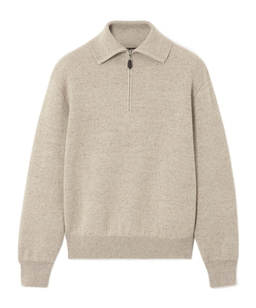 Loro Piana Linen And Cashmere-blend Zip-up Sweater In Nude