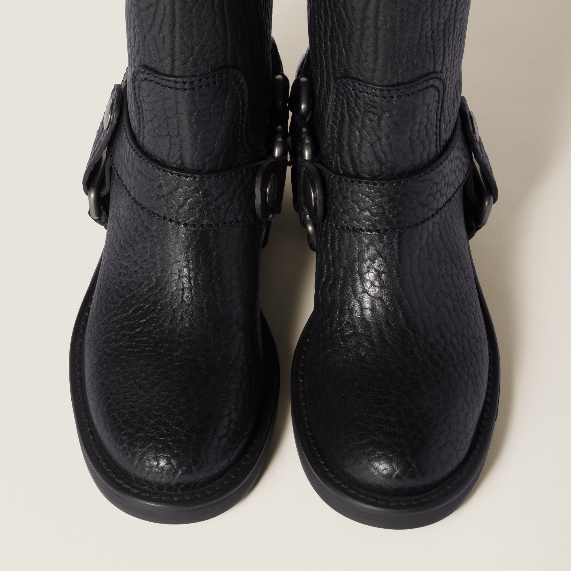 Miu Miu Round-head Short Boots In Black