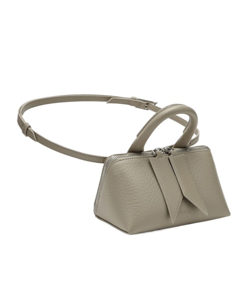 Attico Mini Friday Bag Top Handle Textured Finish In Gray