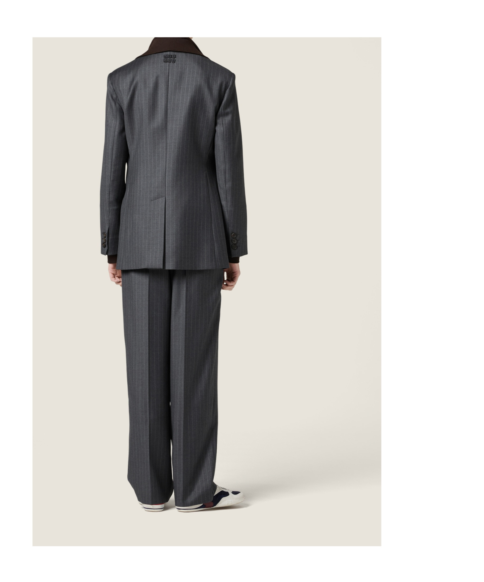 Miu Miu Pinstripe Pleated Wide-leg Drawstring Pants In Blue