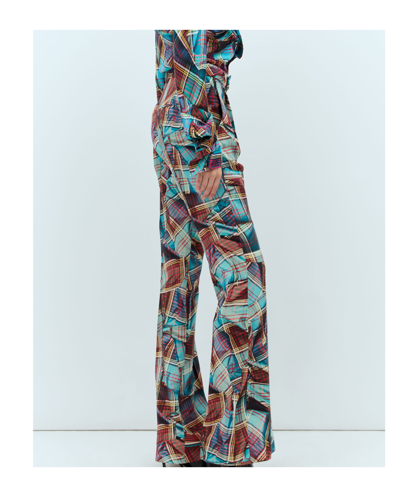 Vivienne Westwood W Ray Trousers Wool Multi Tartan Pattern 46 Women In Blue