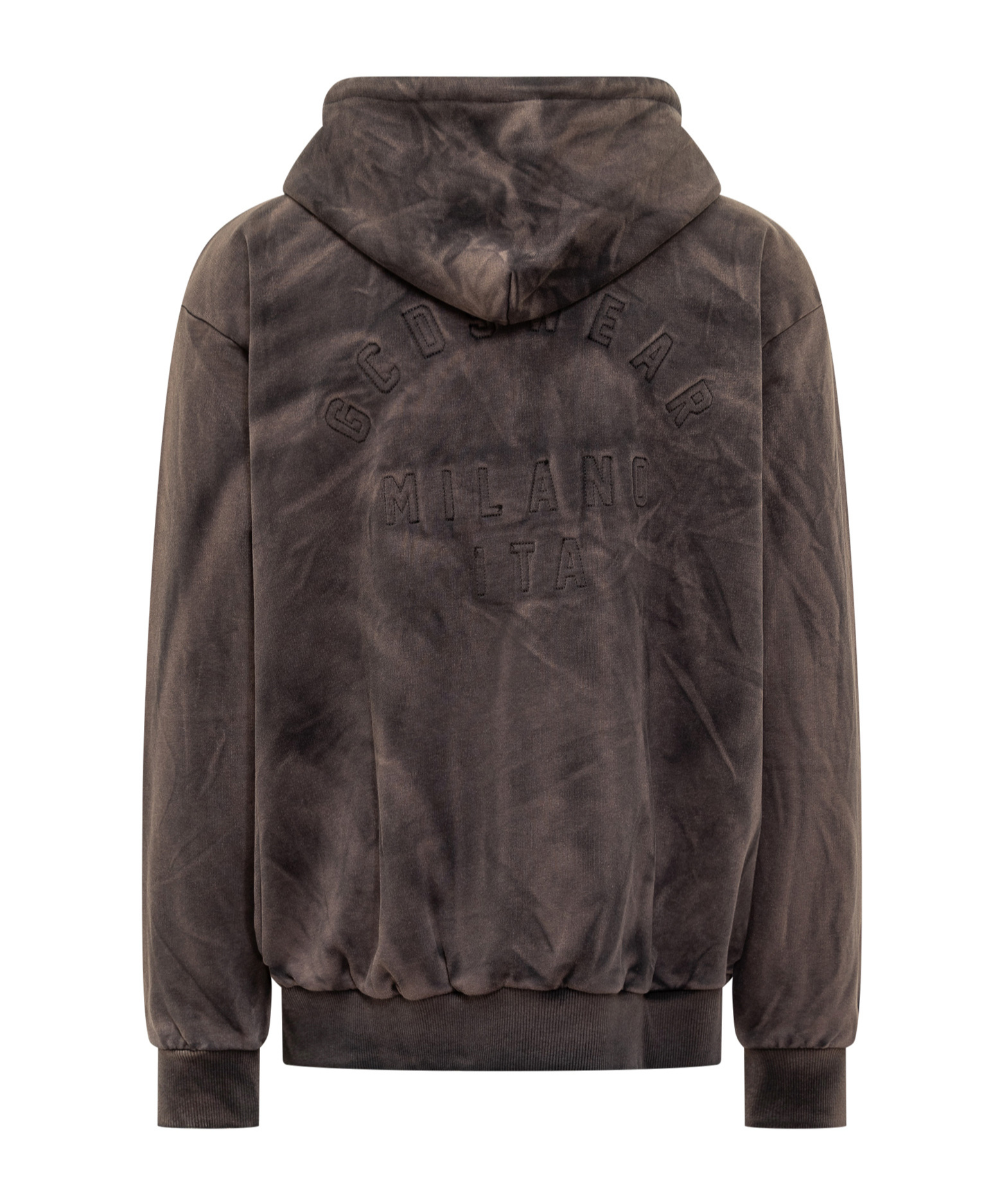 Gcds Faded Zip Up Hoodie In Brown
