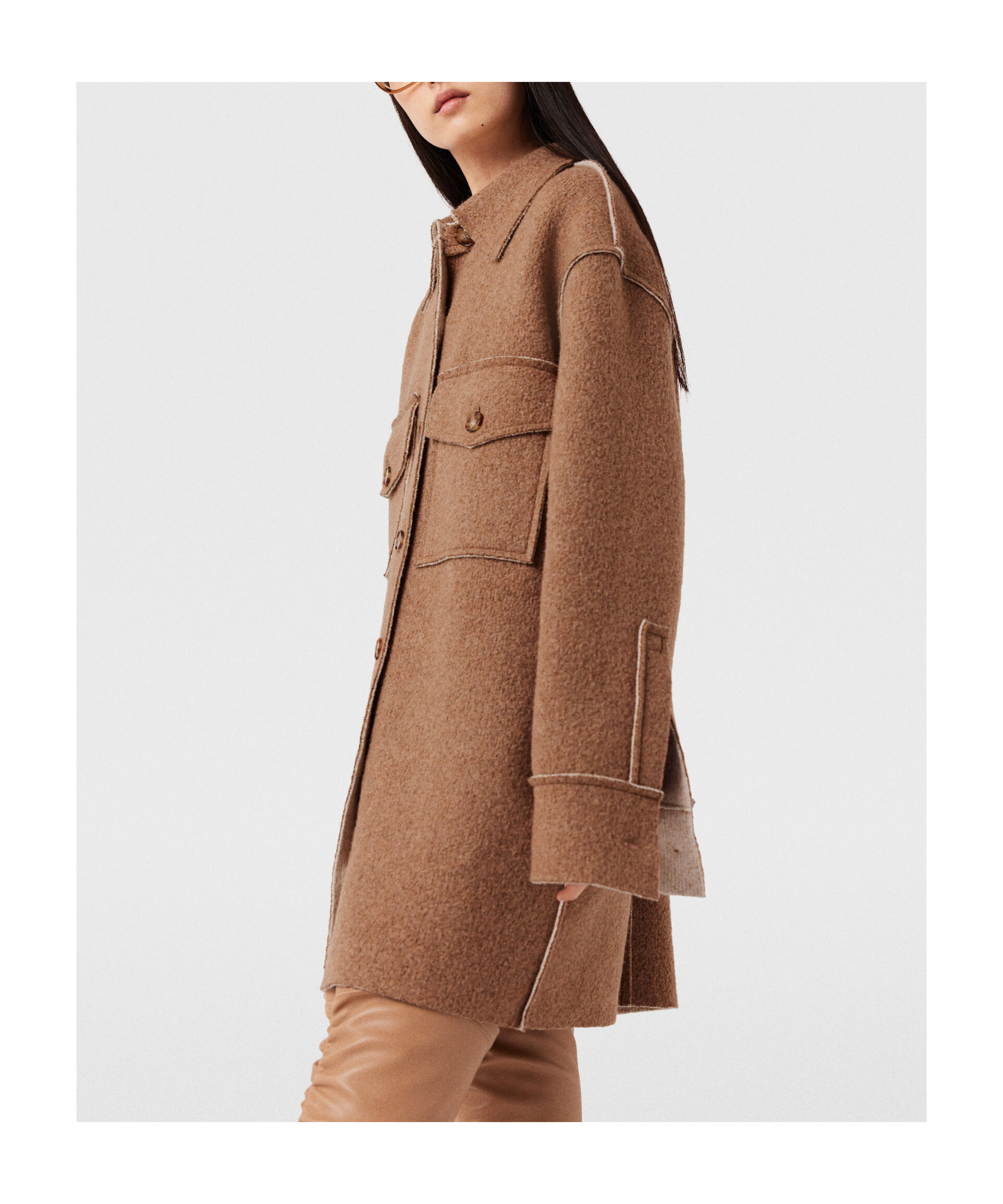 Stella Mccartney Exposed-seam Button-up Cardi-coat In Brown