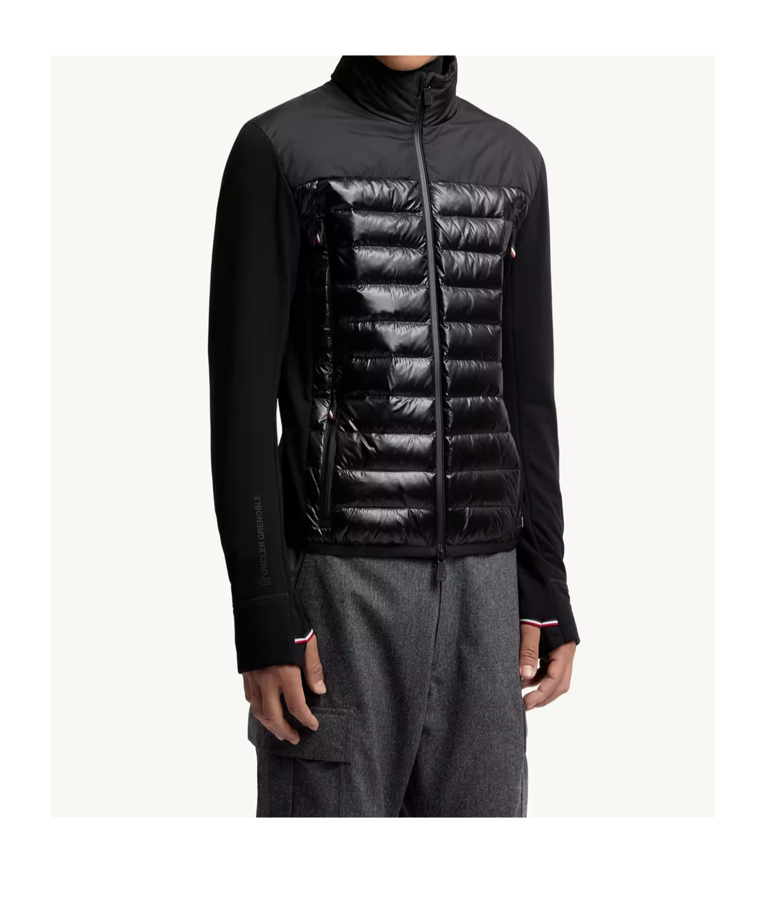 Moncler Grenoble Black Polyester Blend Padded Sweatshirt In Black