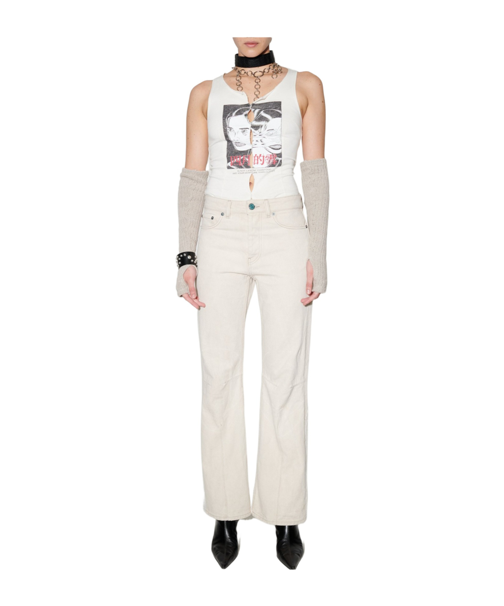 Our Legacy Moto Cut Straight-leg Jeans In White