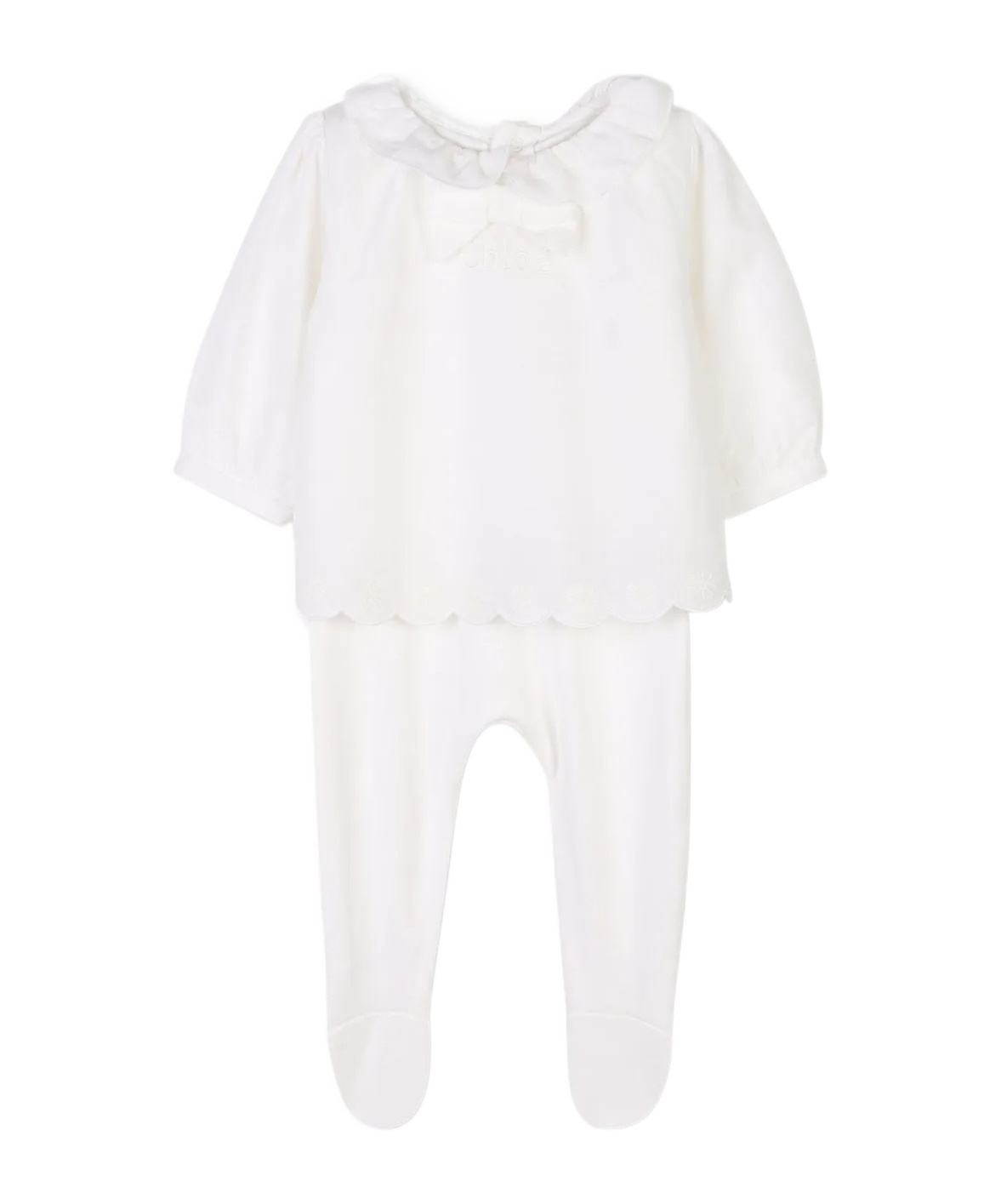 Chloé Long Sleeve Pajama Set In White