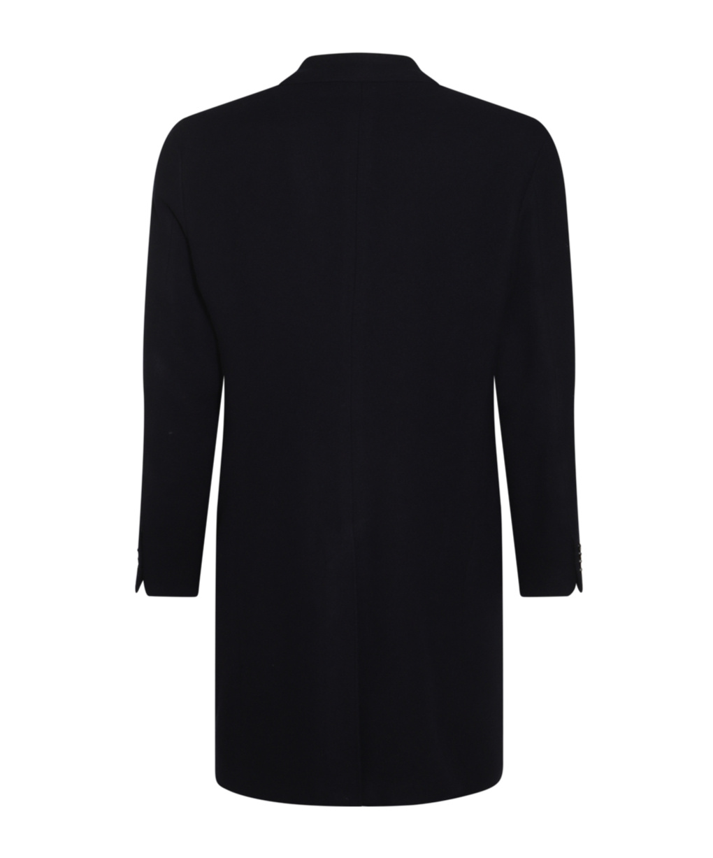 Canali Black Wool Coat In Black