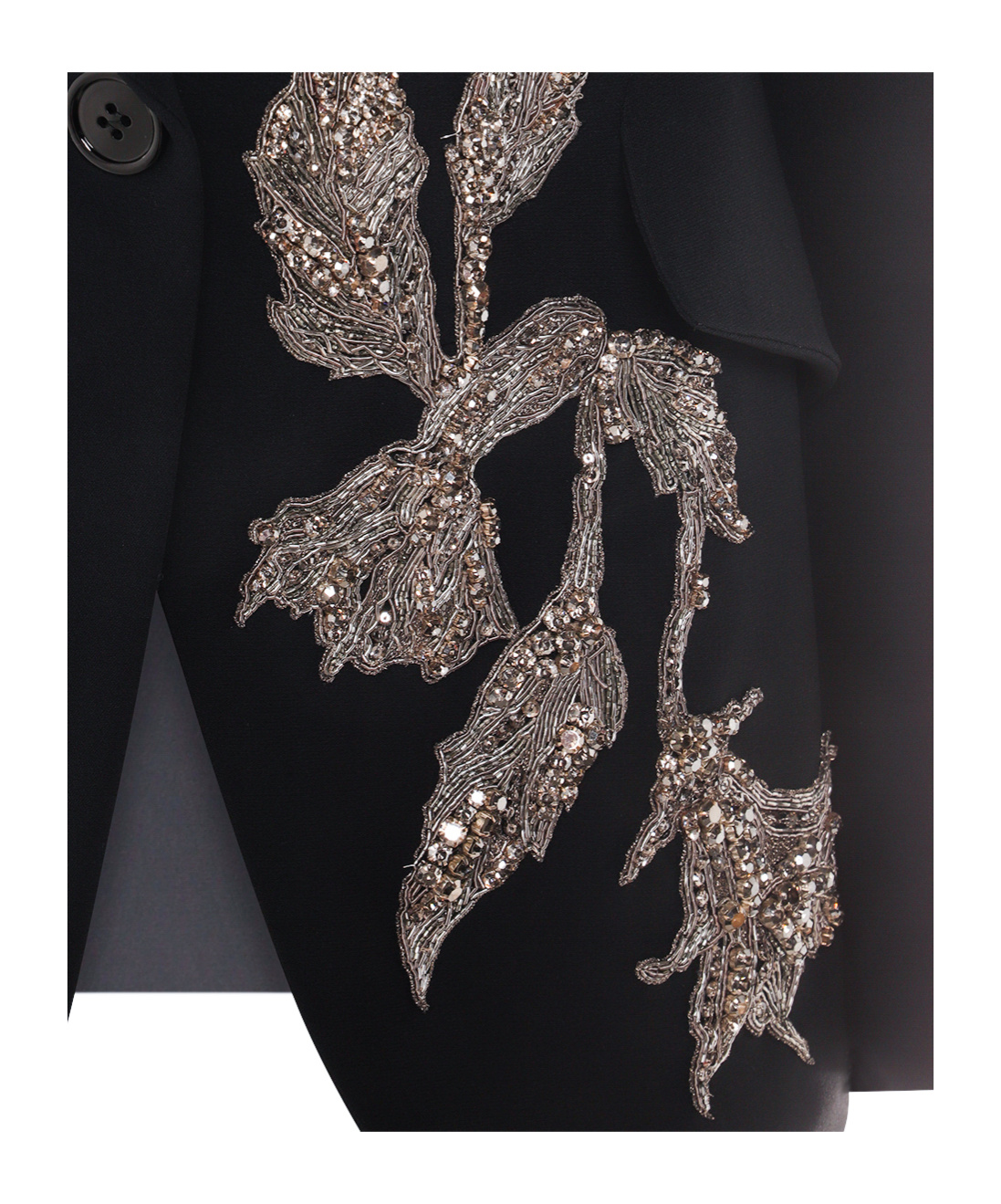 Alexander Mcqueen Floral Crystal One-button Crepe Blazer In Black