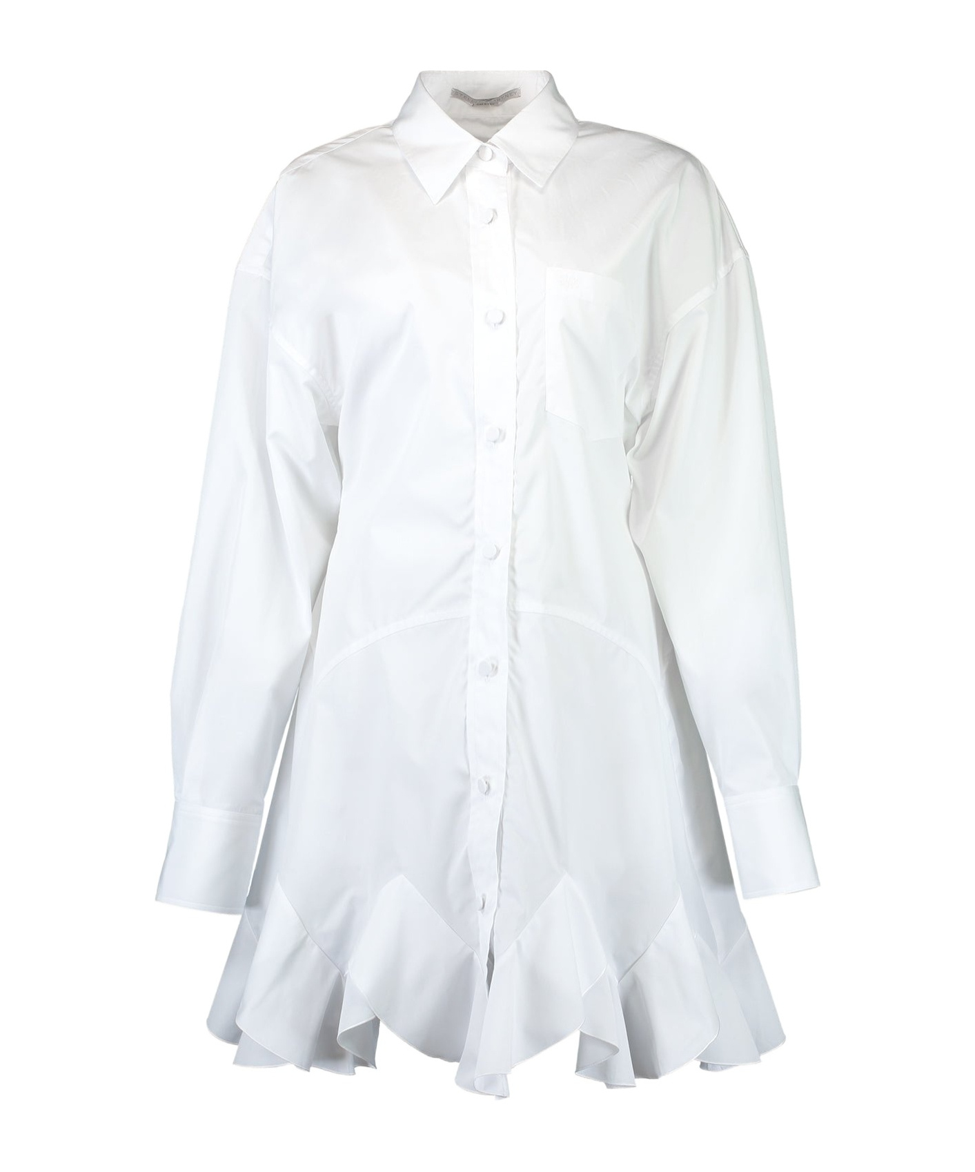 Stella Mccartney Ruffled Mini Shirt Dress In White