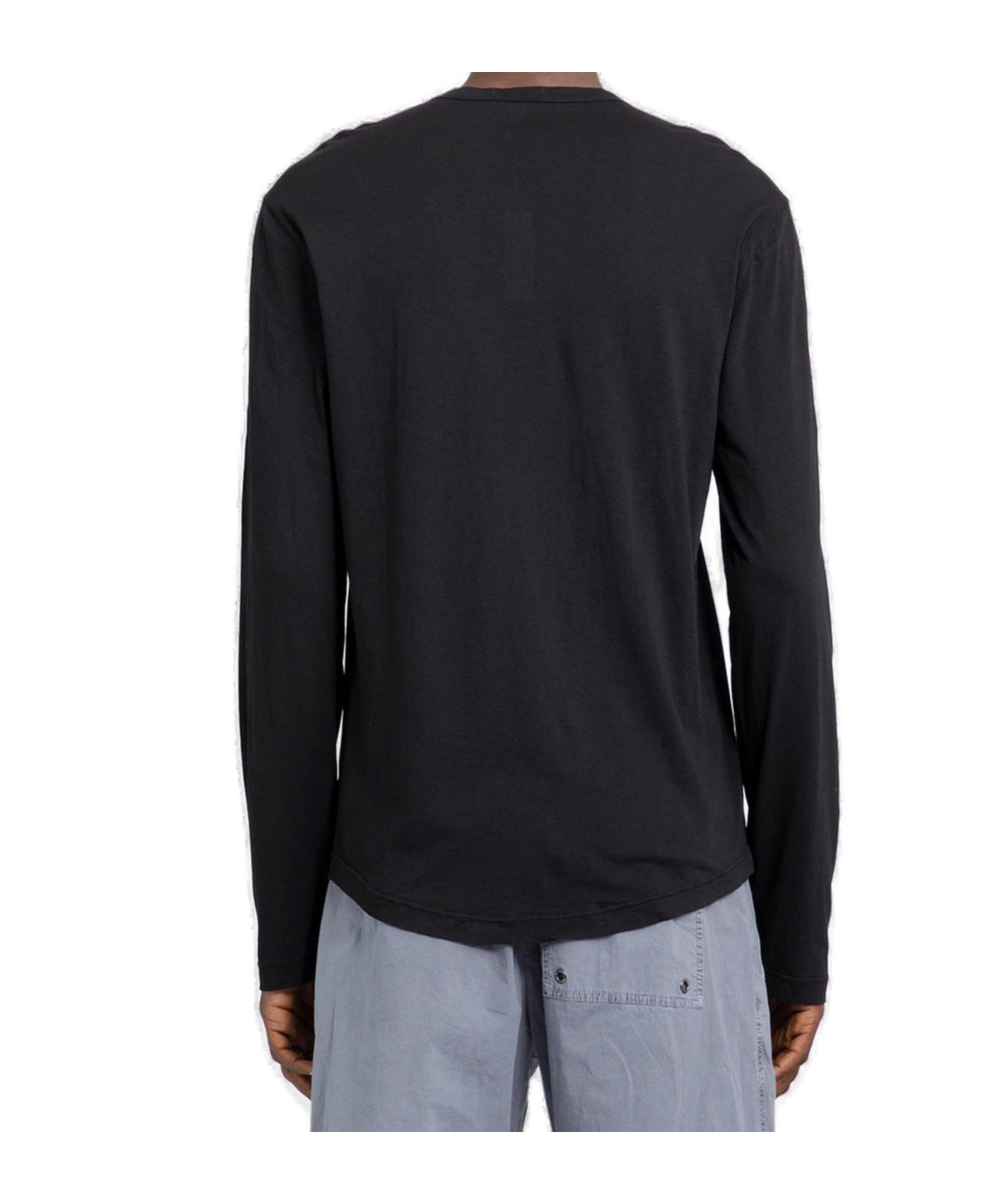 Shop James Perse Shirttail Hem Crewneck T-shirt In Black