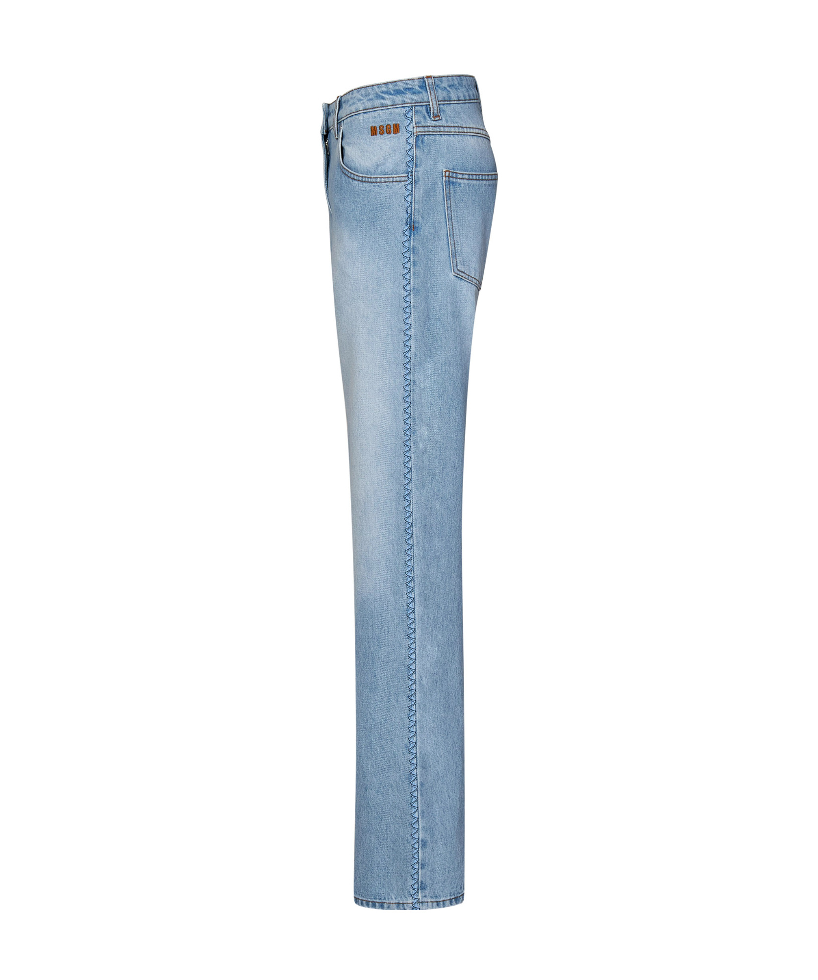 Msgm Straight Light Blue Cotton Denim Jeans In Light Blue