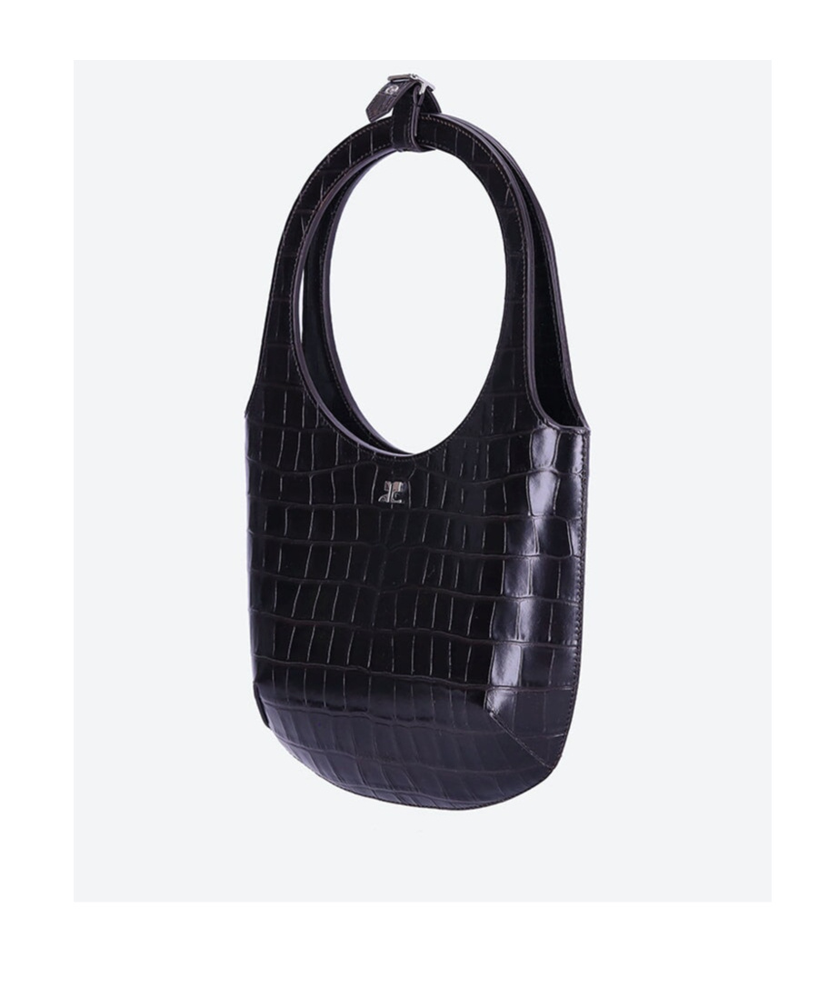 Courrèges Holy Crocodile-effect Tote Bag In Black