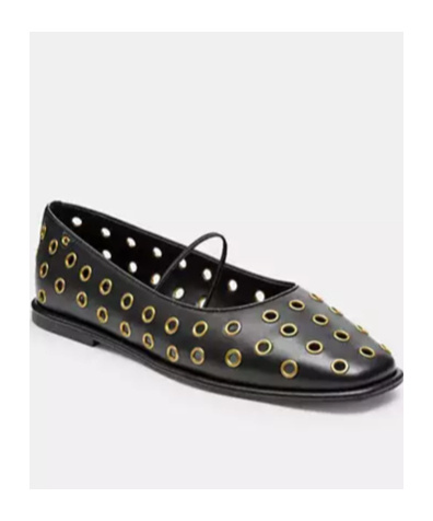 COACH EYELET-DETAILING BALLERINA SHOES