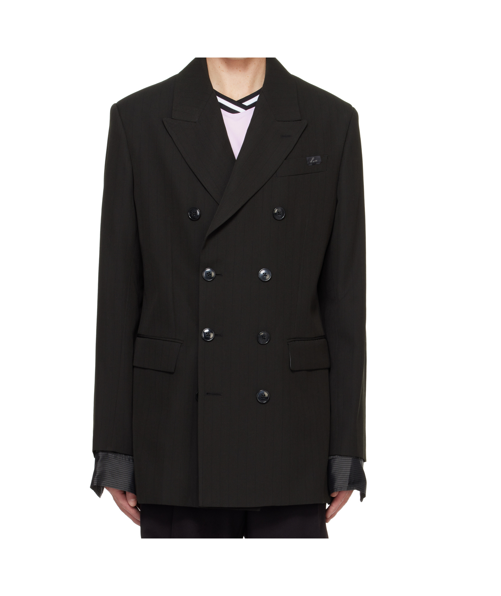 Martine Rose Striped Blazer Buttoned Cuffs In Black