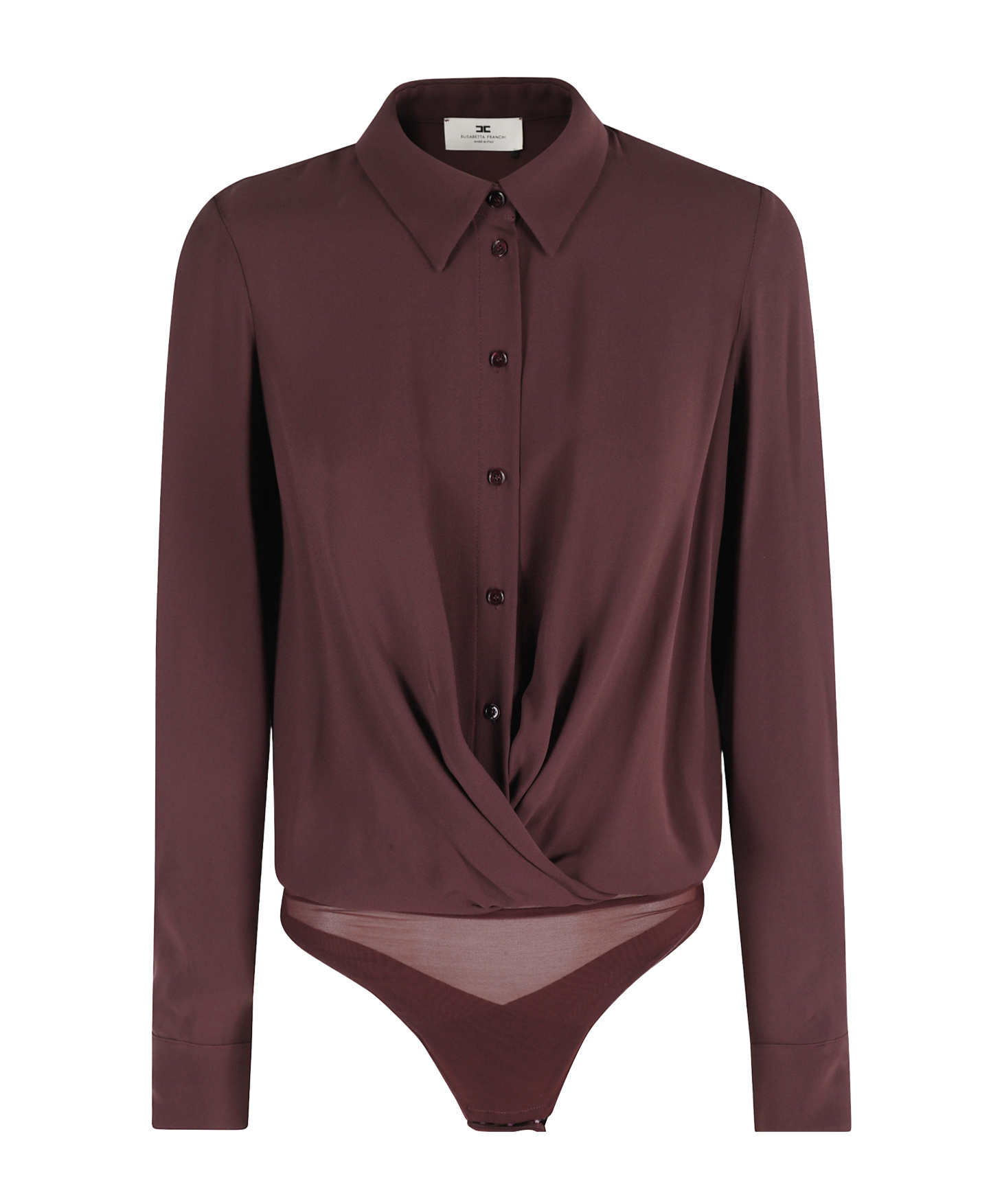 Elisabetta Franchi Draped Body Shirt In Deep Merlot In Black