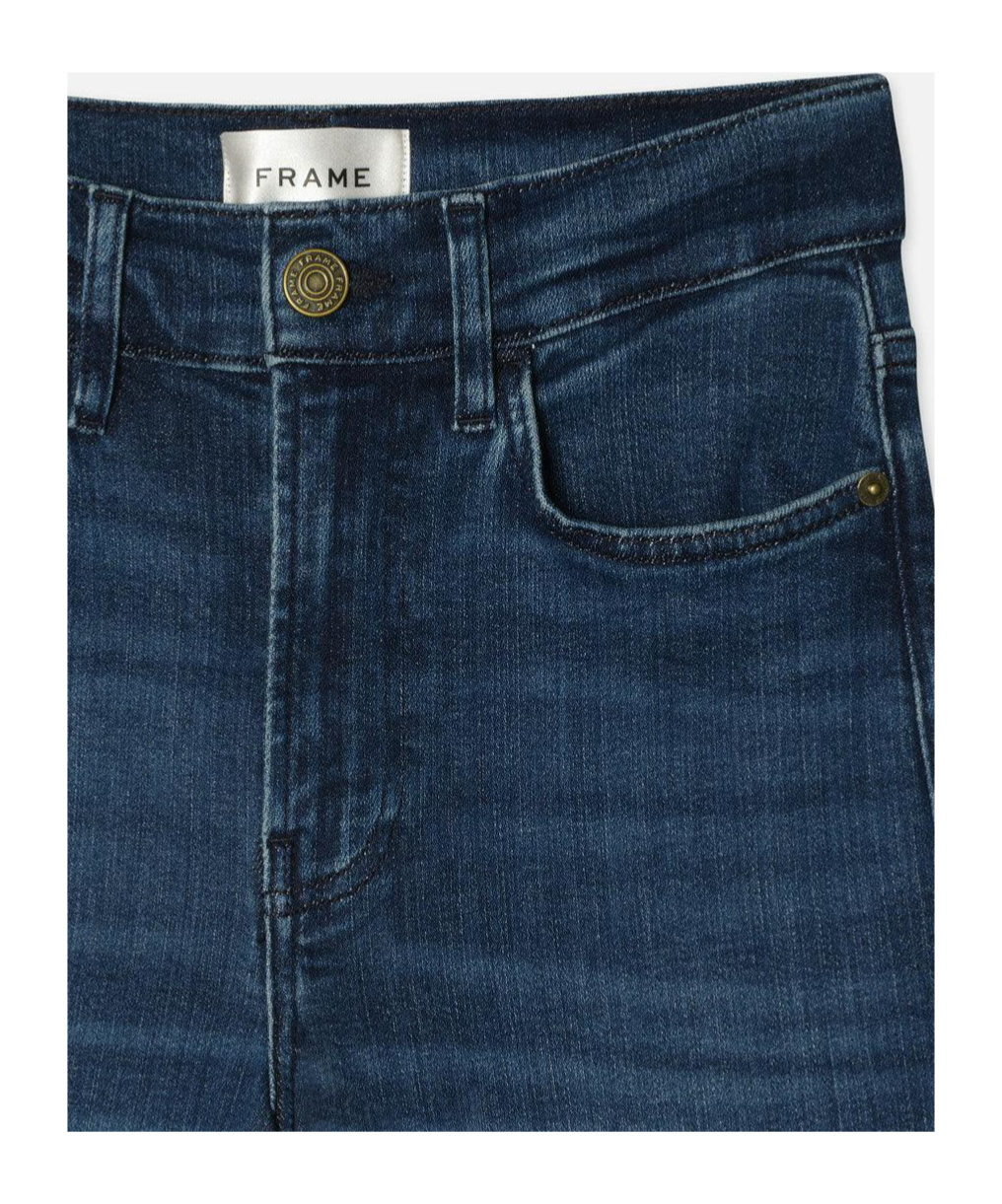 Shop Frame Le Palazzo Crop Raw Fray Jeans In Blue