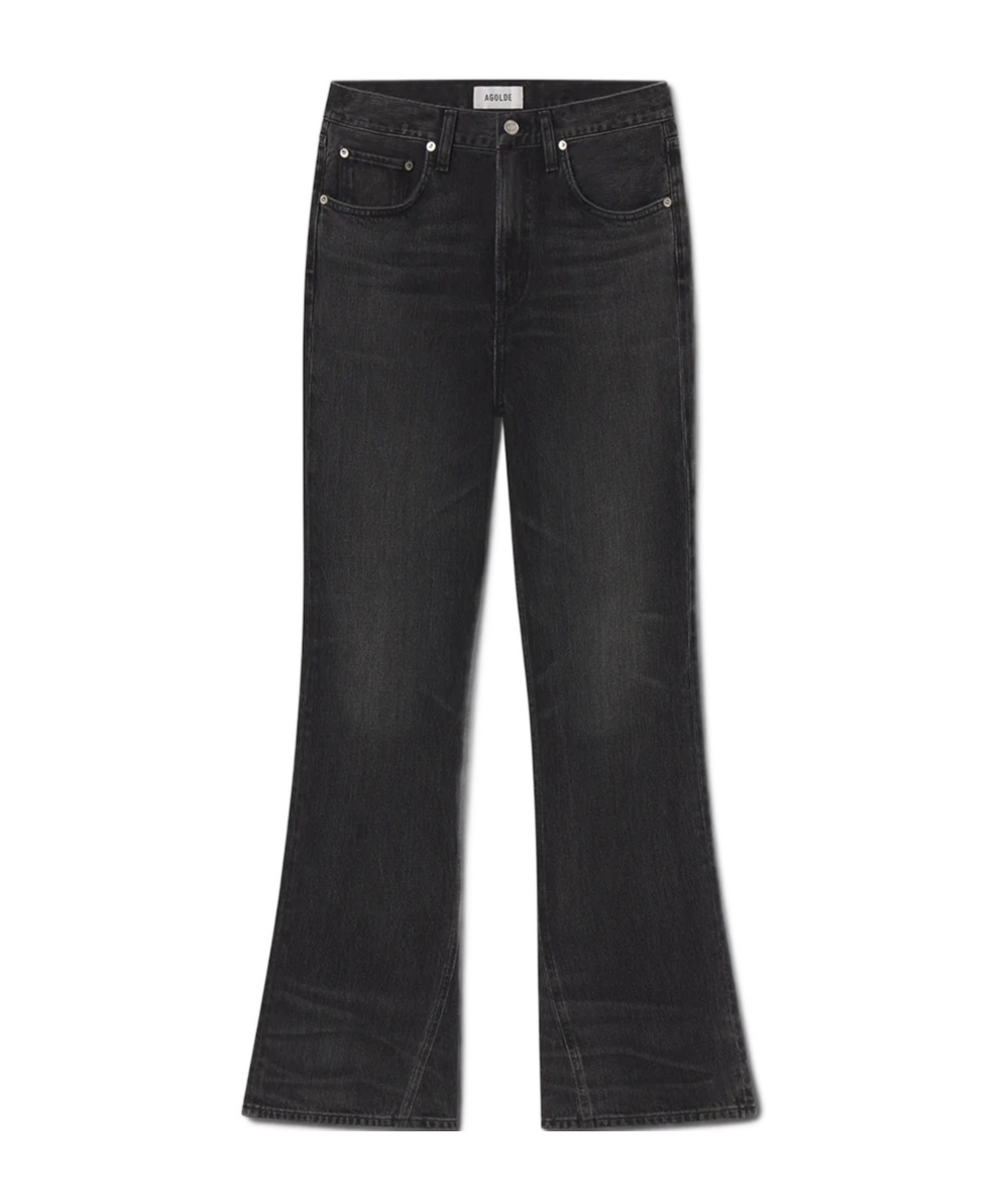 Agolde Denim Trousers With Belt Loops In Black