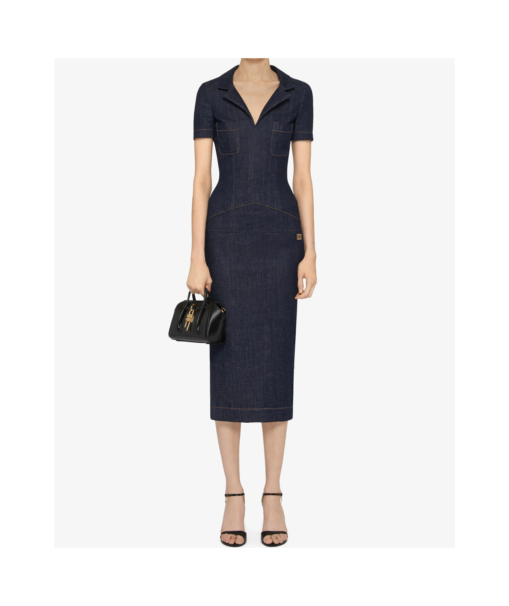 Givenchy Dress In Denim With 4g Emblem In Blue