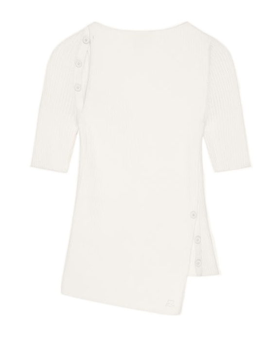 Courrèges Cut-out Ribbed-knit Top In White