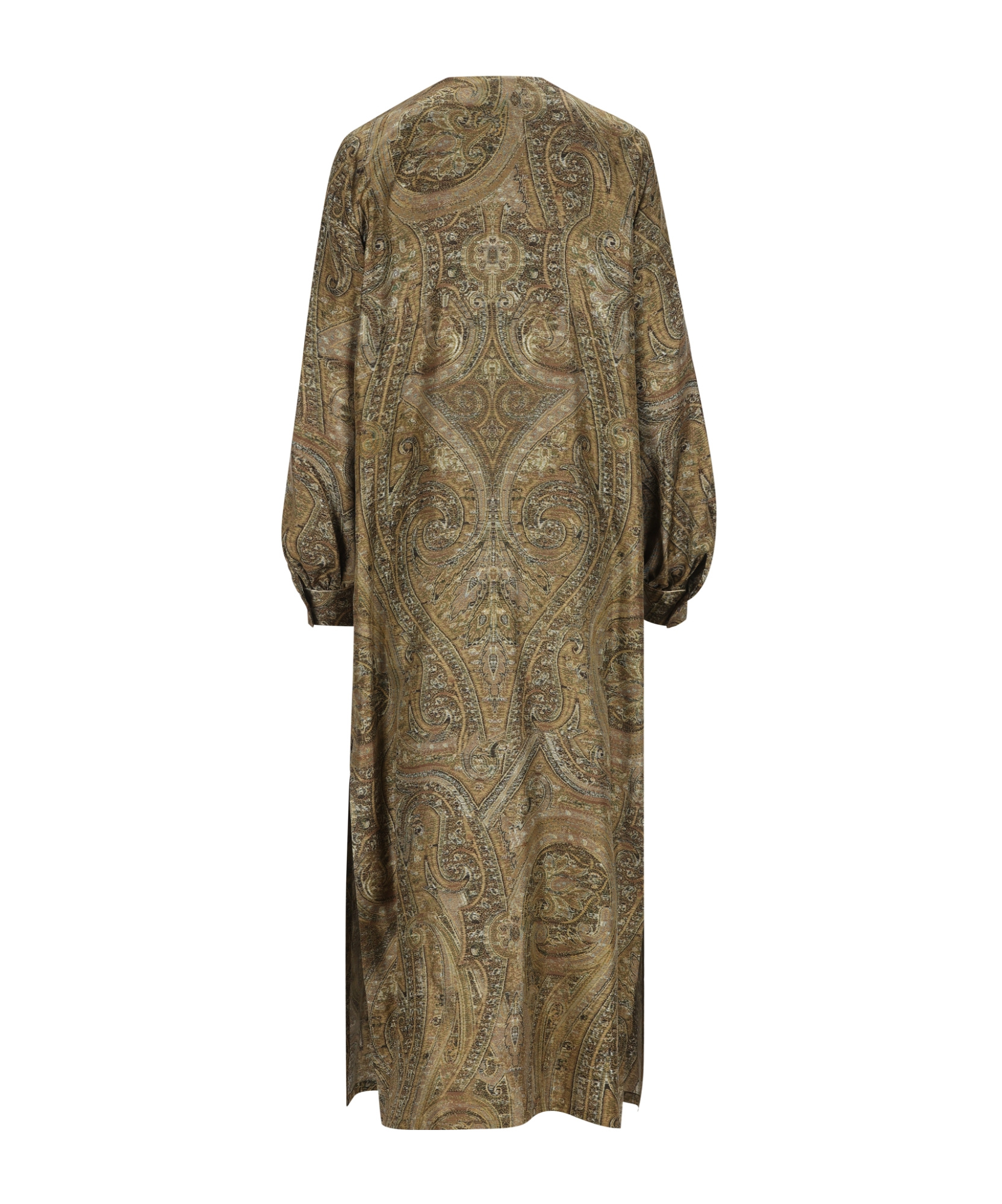 Max Mara Silk Printed Maxi Tunic Dress In Green