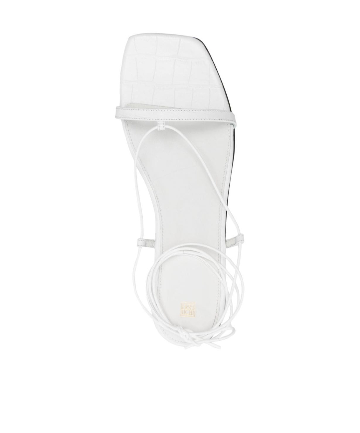 Totême The Croco Lace-up Leather Sandals In White
