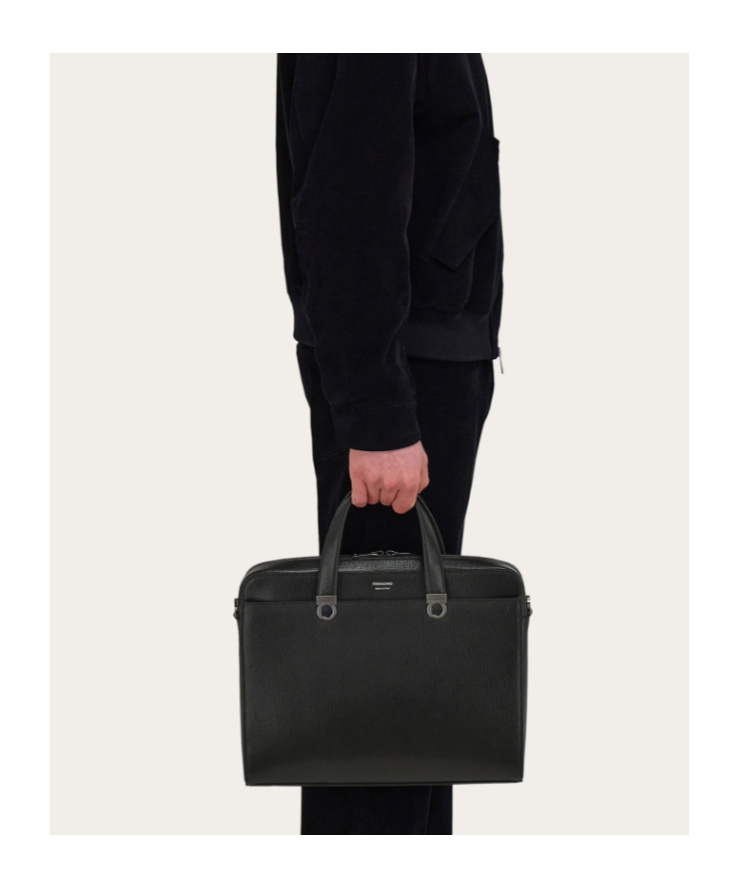 Ferragamo Gancini Briefcase In Black