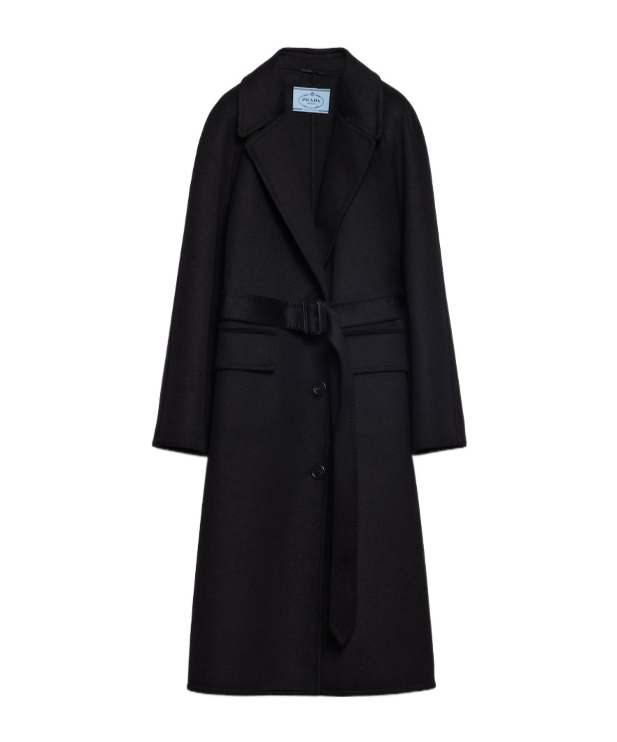 Shop Prada Single-breasted Cashgora Coat In Black