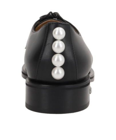 Mach&mach Mach & Mach Moccasin Flat Shoes With Pearl Embellishment In Black
