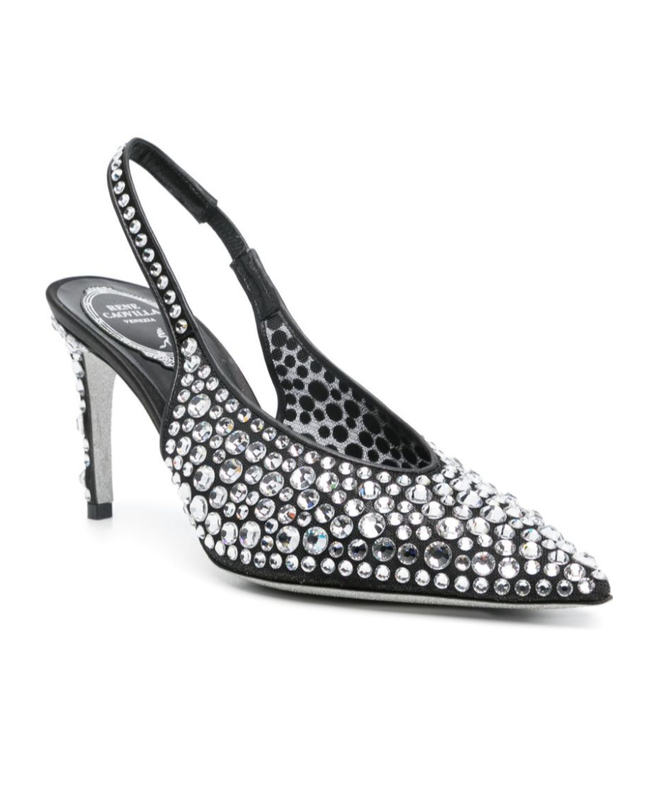 René Caovilla Rene Caovilla Gilda 80 Crystal Slingback In Black