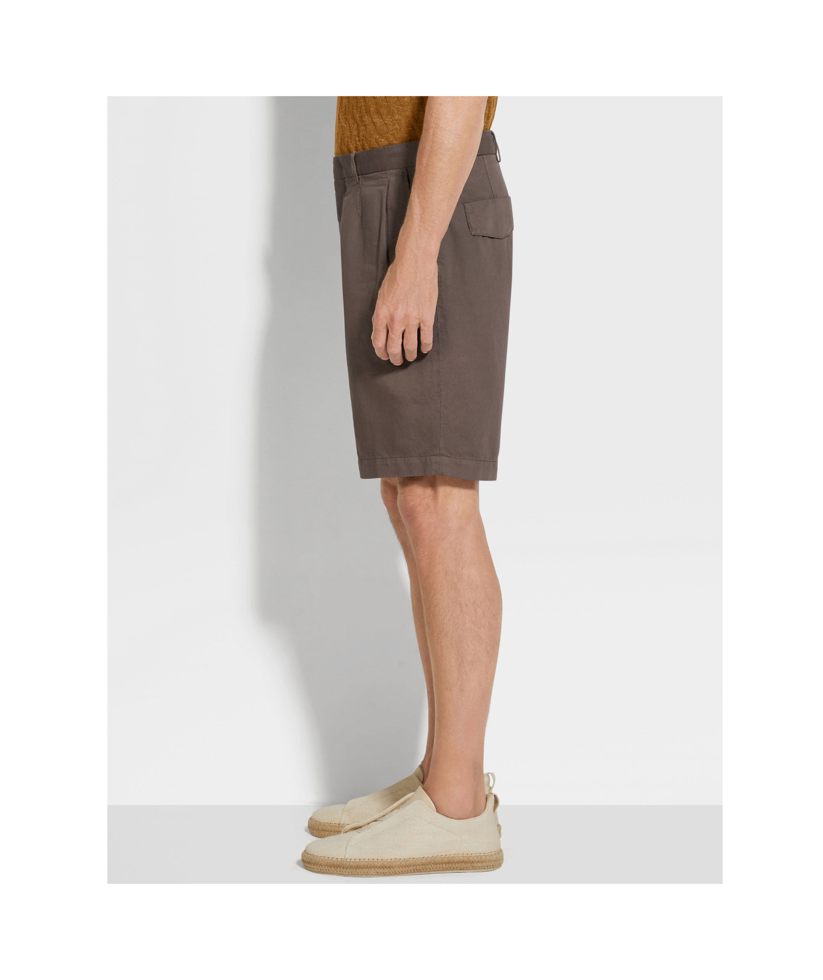 Shop Zegna Summer Chino Shorts In Dark Grey Brown