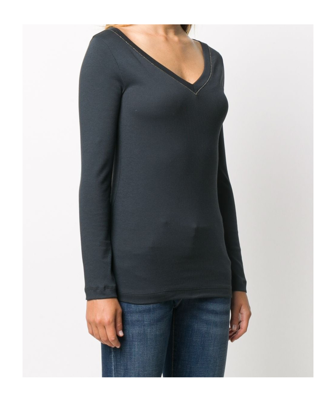 ［Ｓono］BRUNELLO CUCINELLI Vネック長袖トップス Brunello Cucinelli Blue Cashmere V-Neck Sweater - Women