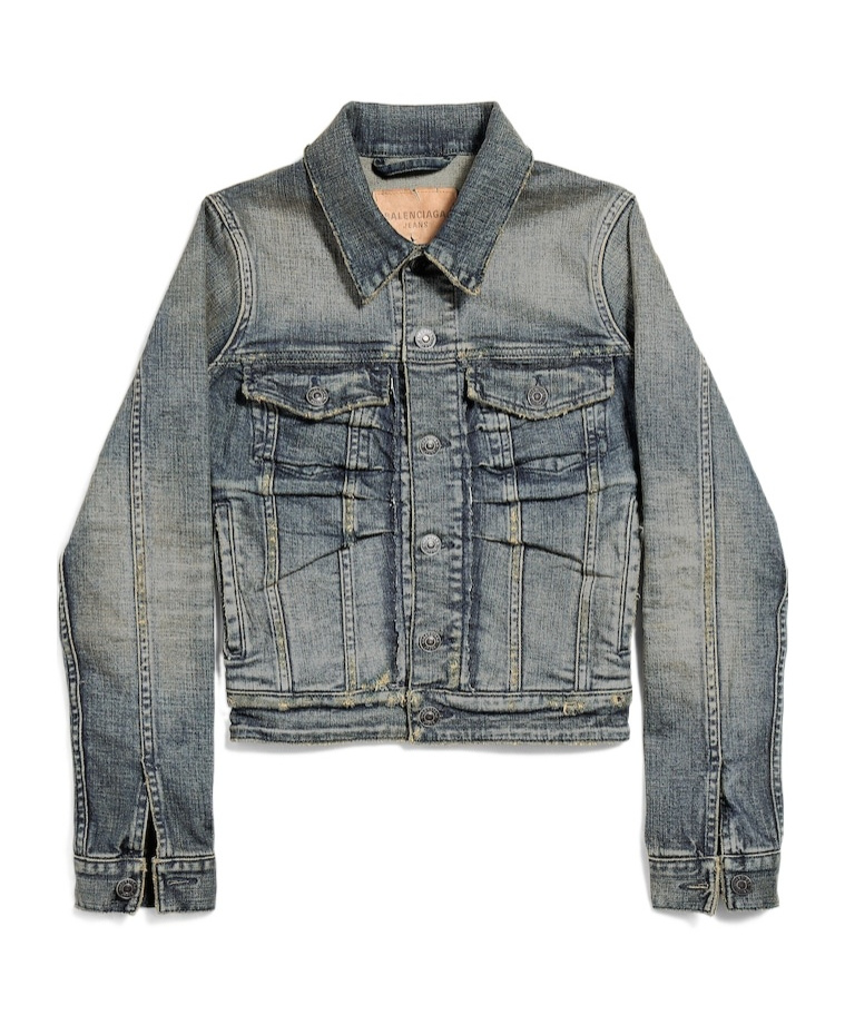 Balenciaga Women's Ruched Denim Jacket In Blue In Blue