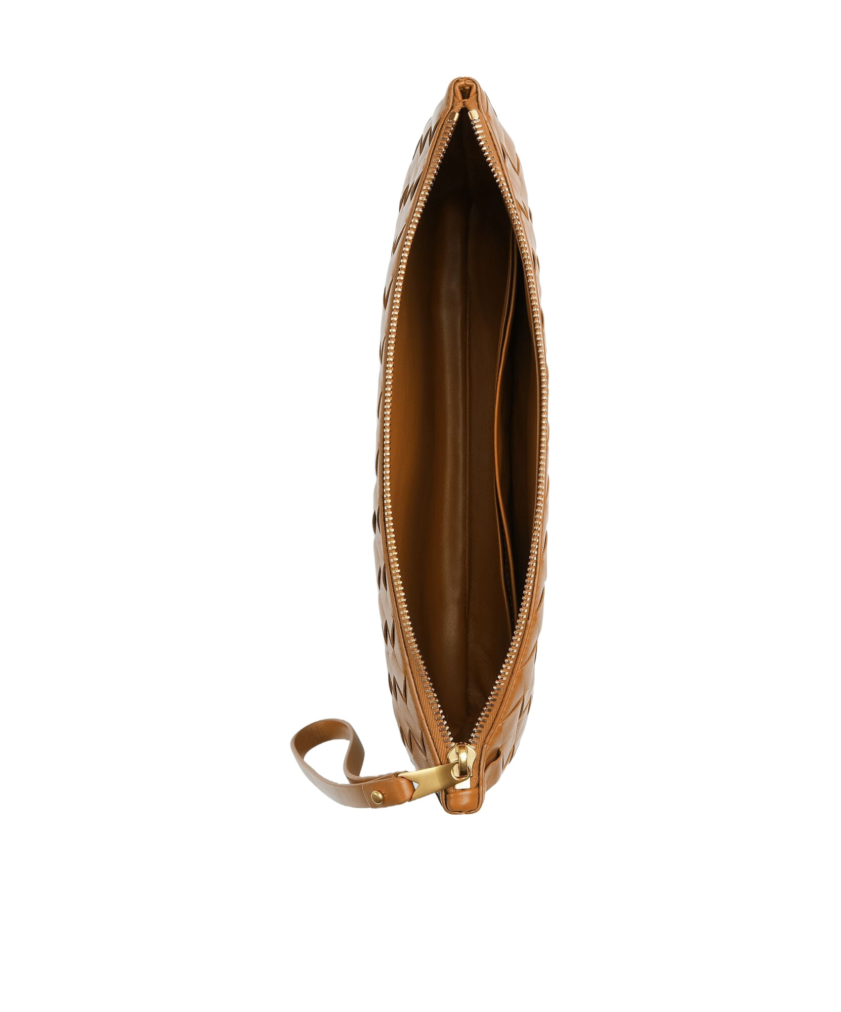Bottega Veneta Medium Intreciato Knitted Flat Clutch In Brown