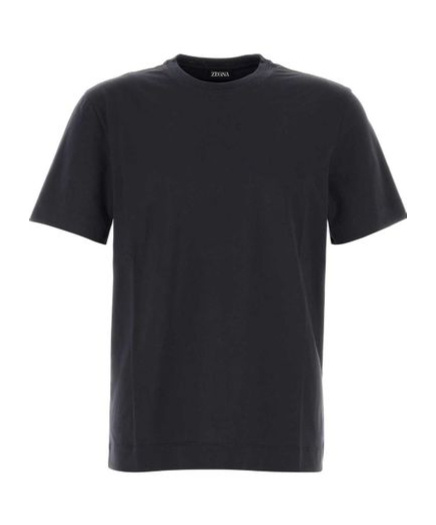 Zegna T-shirt In Cotone Blu Scuro Uomo In Blue