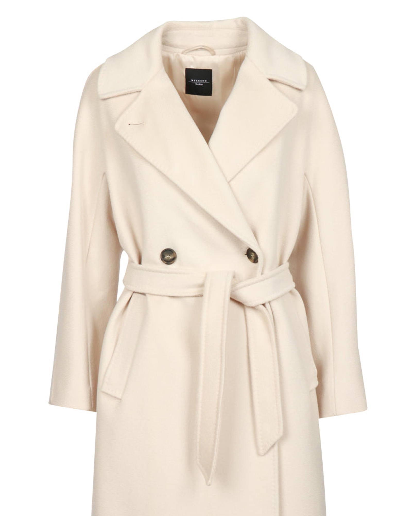 Weekend Max Mara Omens Ivory Resina Notch-lapels Wool Coat In Nude