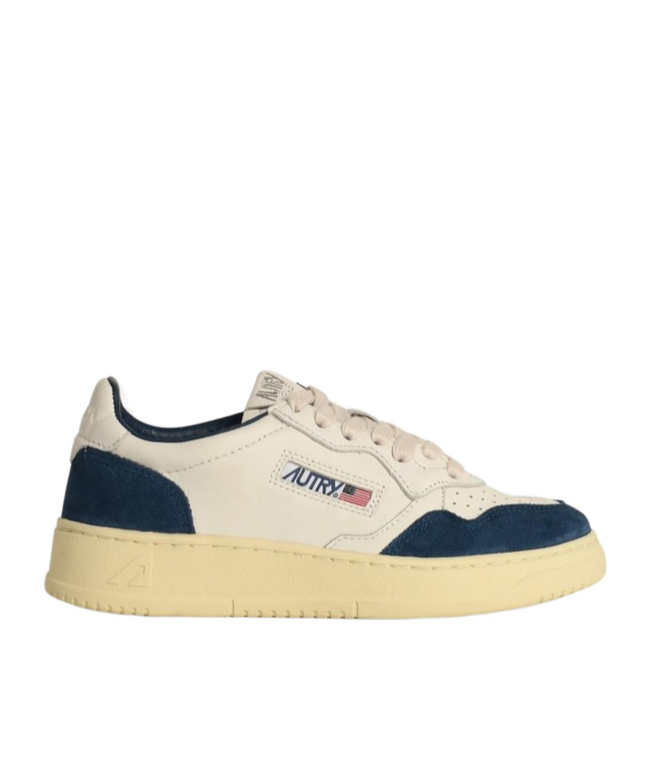 Autry Medialist Blue Leather Sneakers In Nude