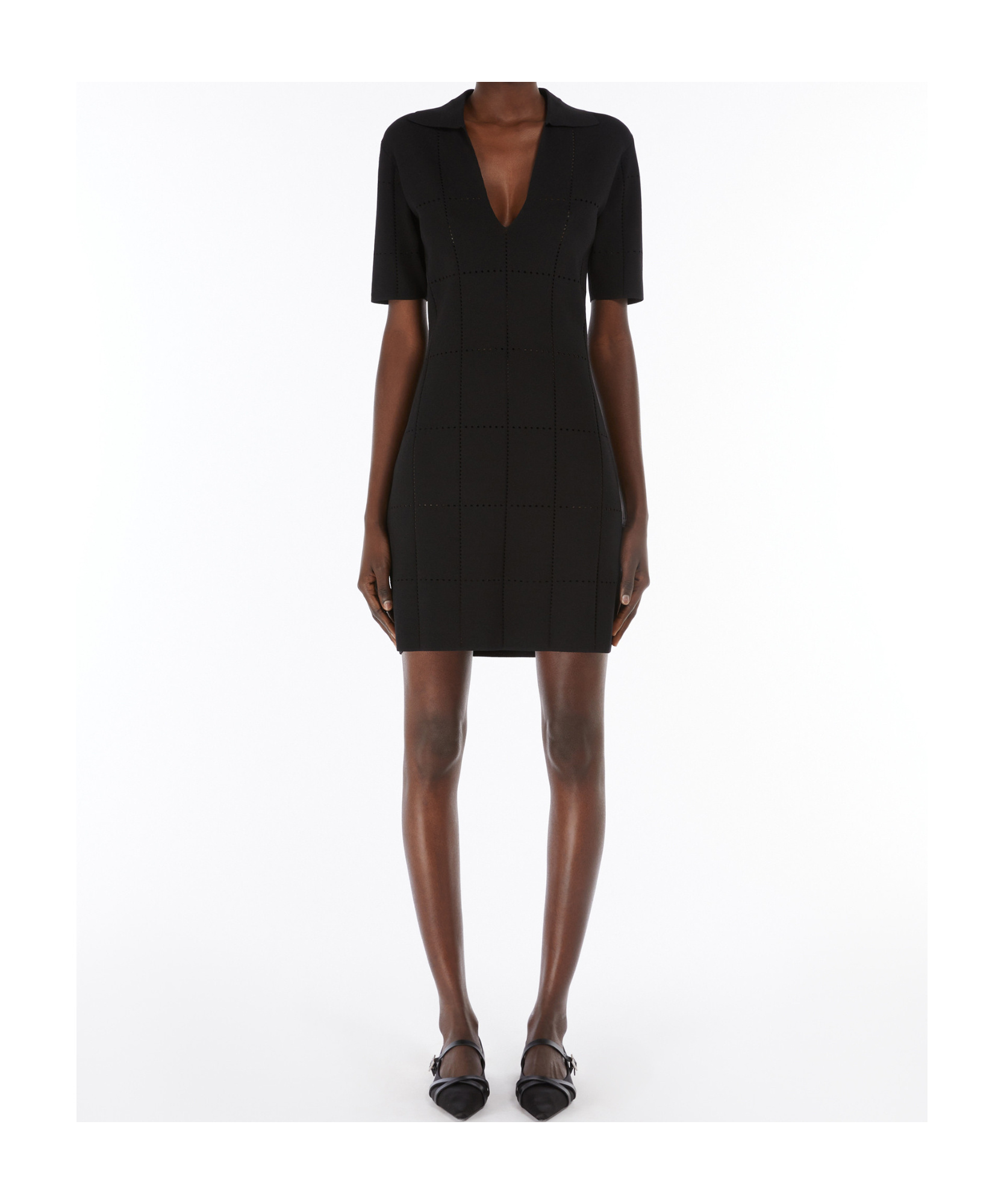 Max Mara Short Viscose Crepe Dress In Black