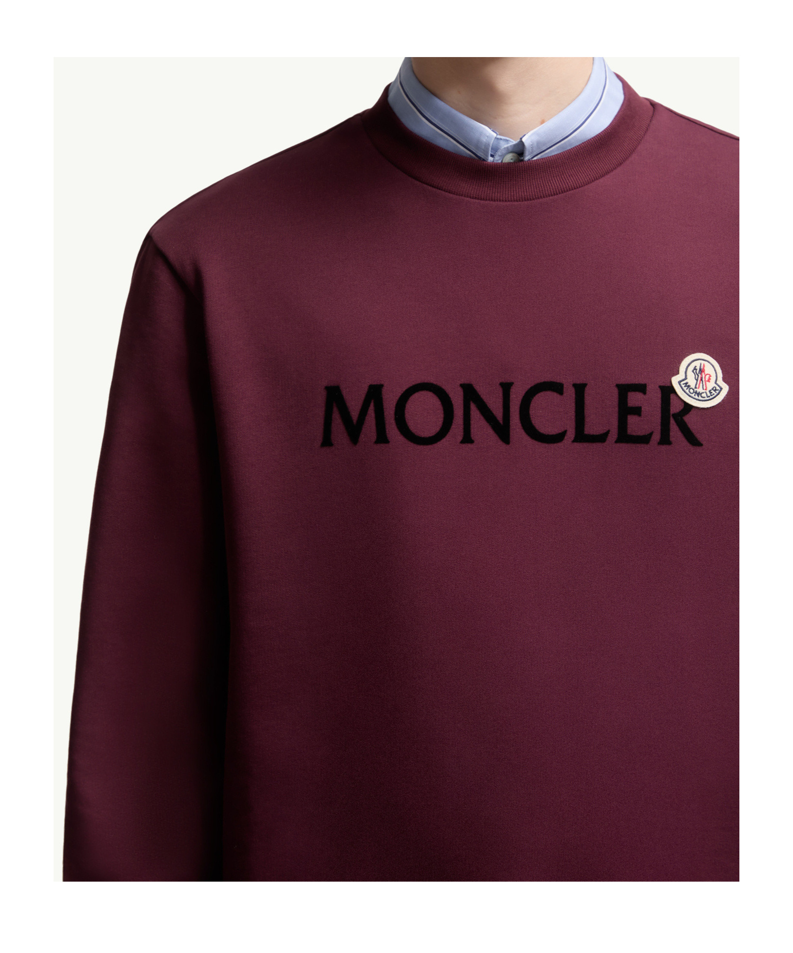 Moncler Maroon Crewneck Logo Sweatshirt In Brown