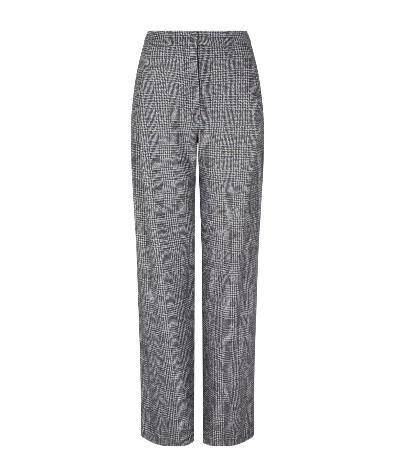 Emporio Armani Checked Wool Casual Pants In Gray