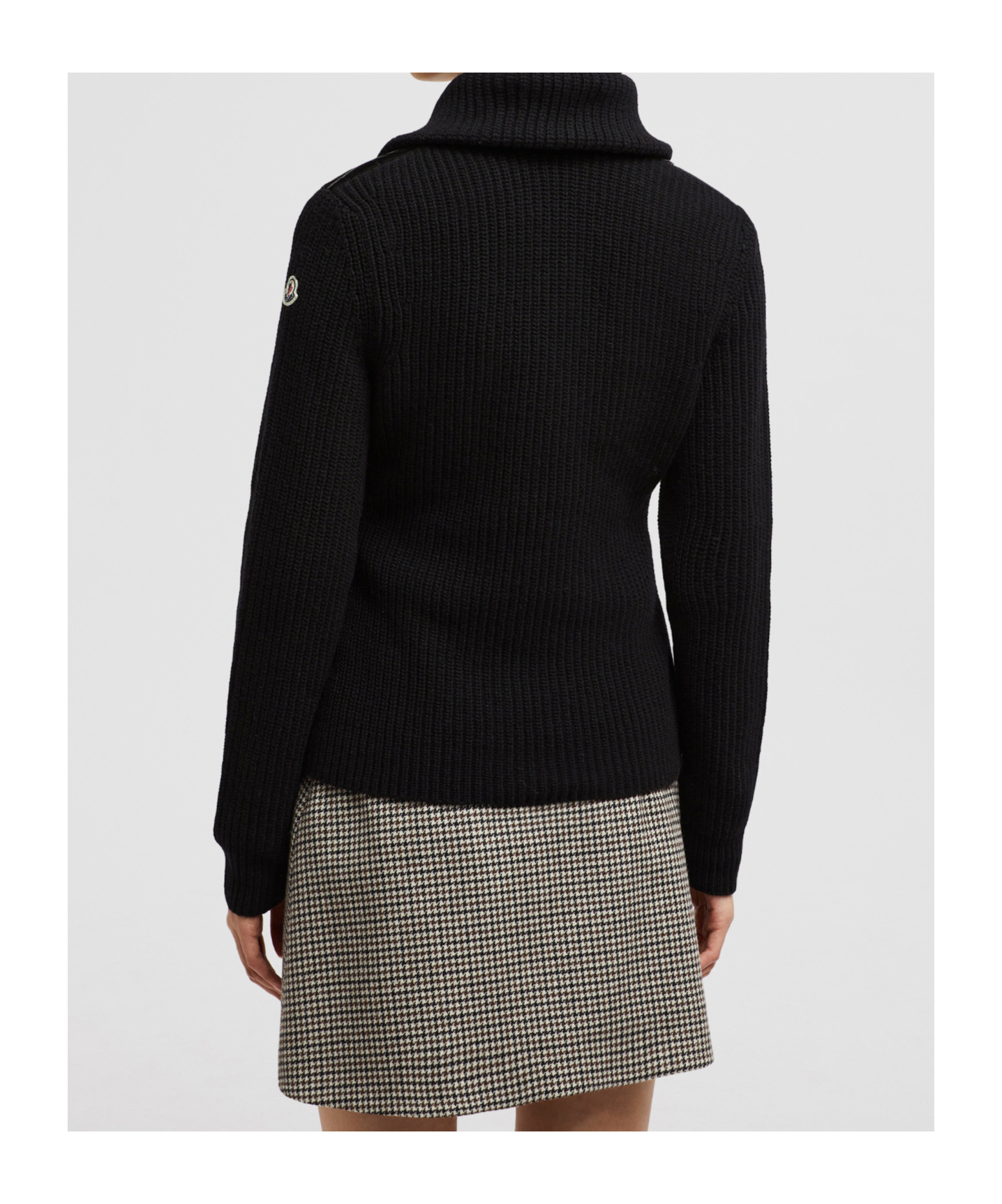 Moncler Puffer Knit Cardigan In Black