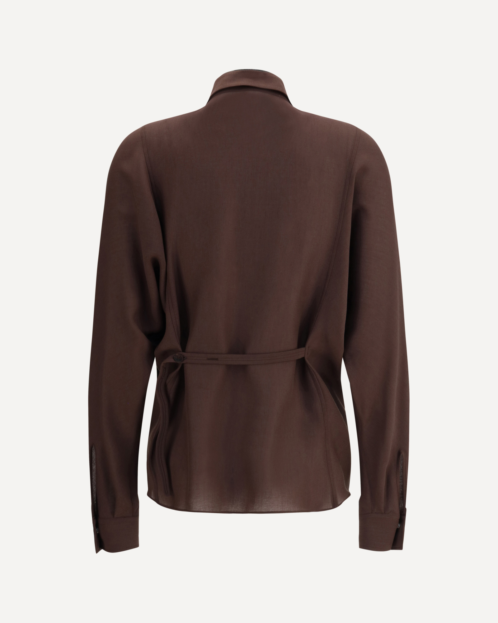 Brunello Cucinelli Long-sleeved Straight-hem Shirt In Brown