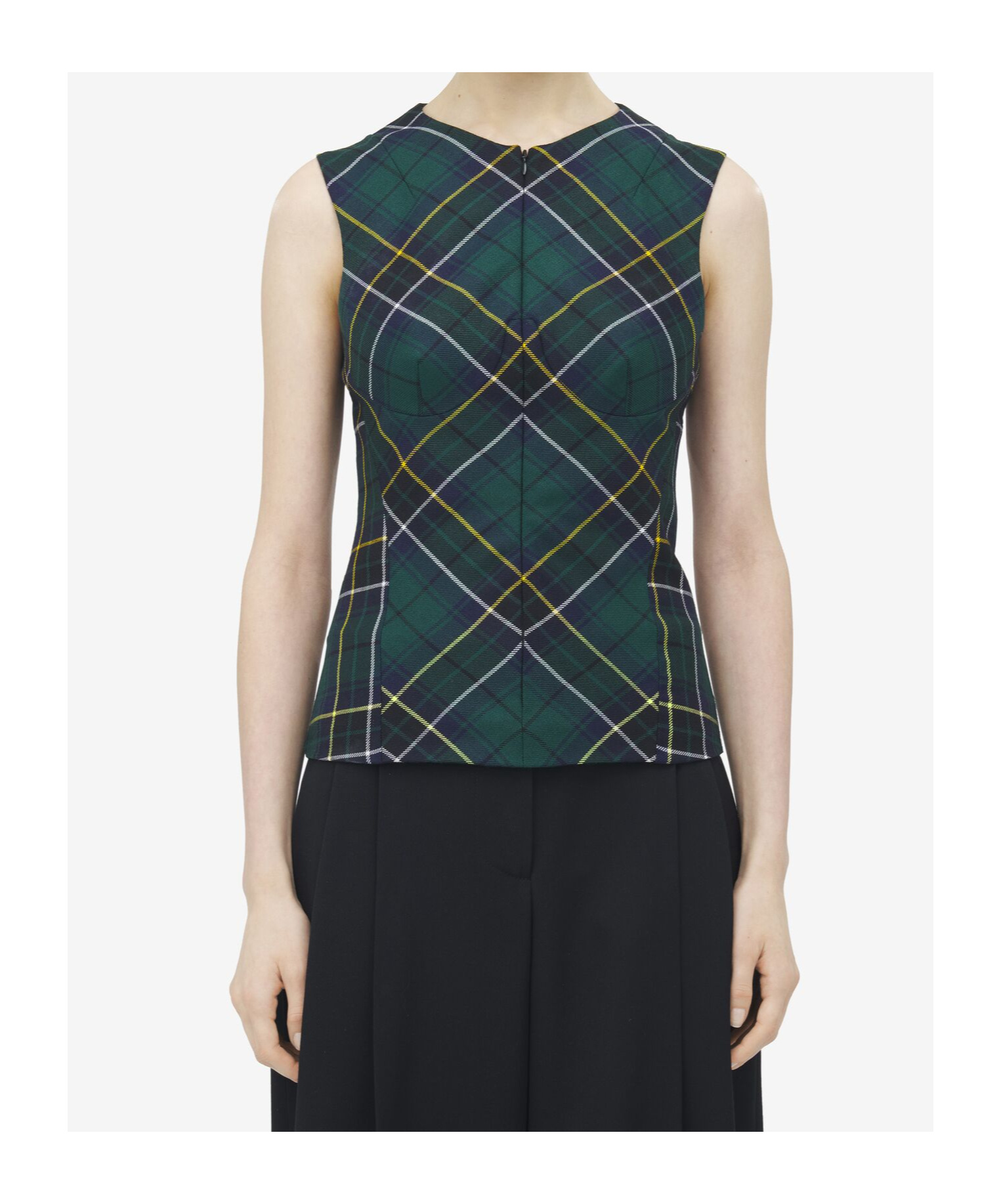 Alexander Mcqueen Sleeveless Wool Tartan Top In Green