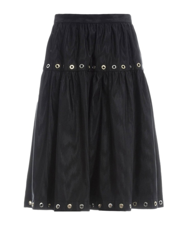 Kenzo Eyelets Pleated Skirt In Black