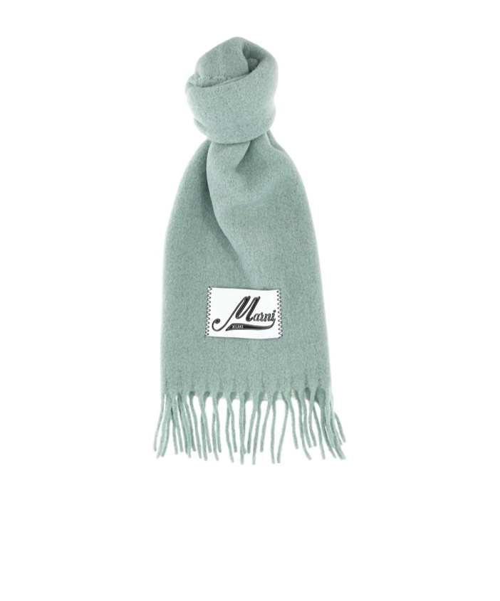 Marni Logo Patch Scarf In Green