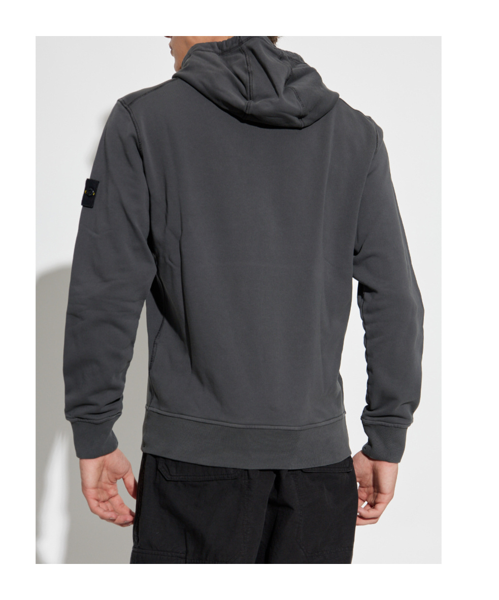 Stone Island Drawstring Hooded Sweatshirt In Gray
