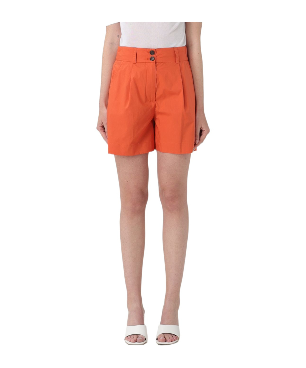 Woolrich Pleated High-waisted Shorts In Orange