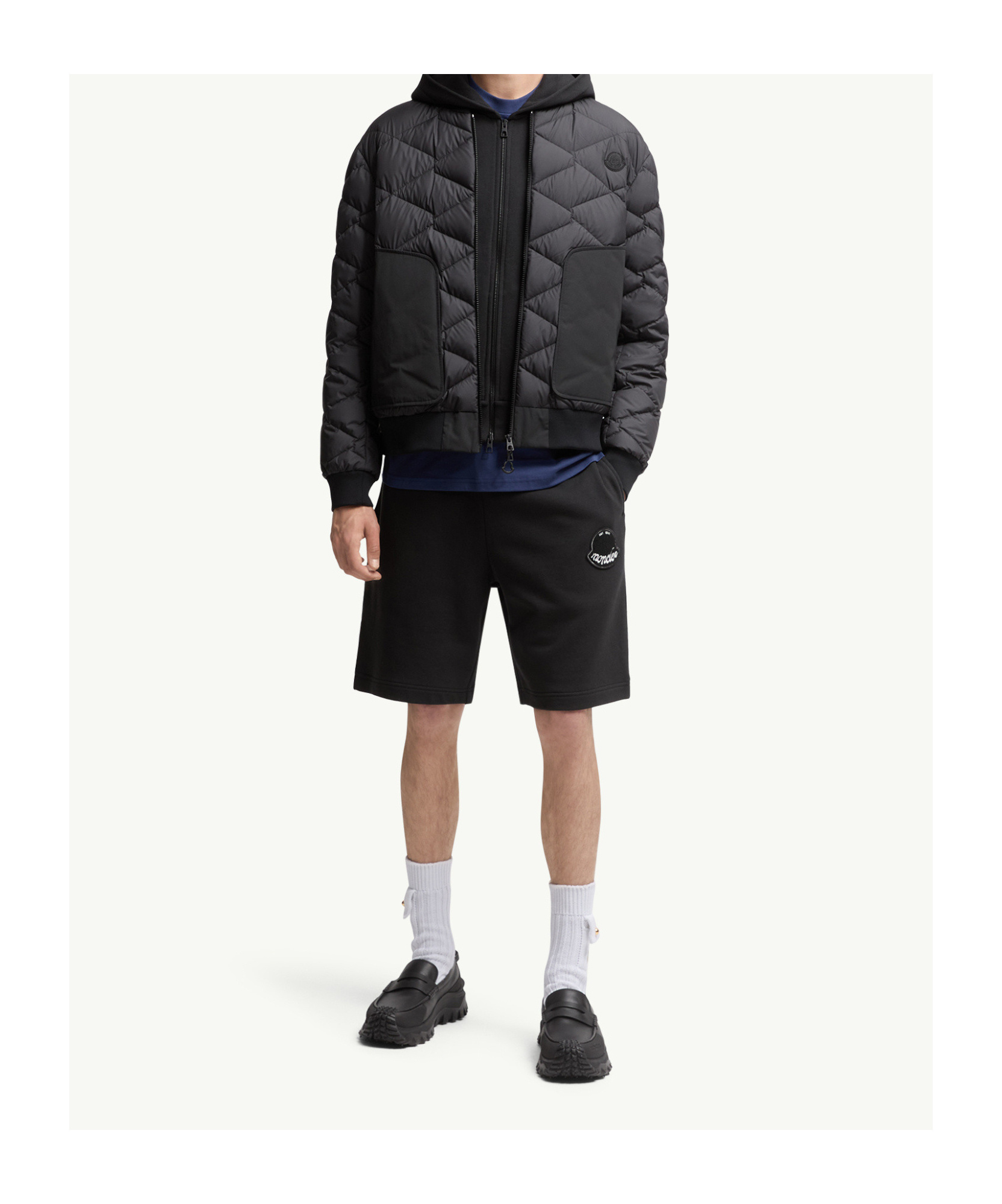 Moncler Embroidered-logo Track Shorts In Black