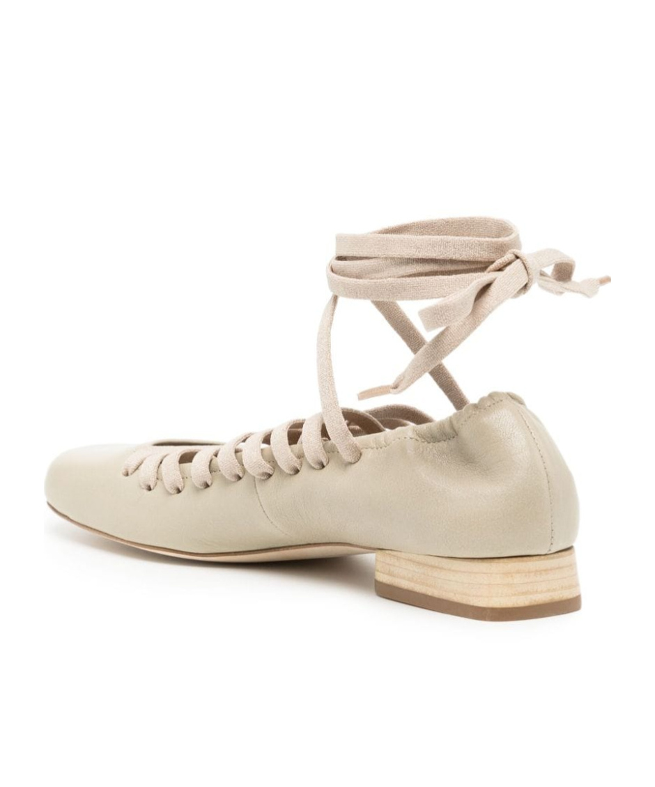 Lemaire Lace-up Leather Pumps In Nude